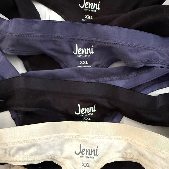 Jenni Intimates Lot 4pcs Thong Cotton Panty - 2 Black Purple Beige - Plus XXL - Picture 4 of 6